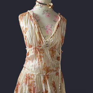 Free People Cream and Brown Mini Dress